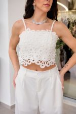 Σετ τοπ - παντελόνι άσπρο - Image 6