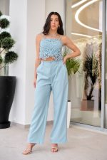 Σετ τοπ - παντελόνι baby blue - Image 2