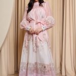Φόρεμα maxi με baroque λεπτομέρειες baby pink