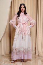 Φόρεμα maxi με baroque λεπτομέρειες baby pink - Image 2