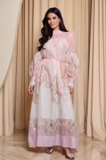 Φόρεμα maxi με baroque λεπτομέρειες baby pink - Image 4