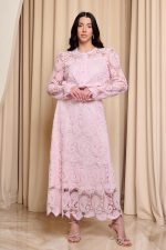 Σετ πουκάμισο - φούστα με δαντέλα και πέρλες baby pink - Image 2