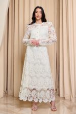 Σετ πουκάμισο - φούστα με δαντέλα και πέρλες μπεζ