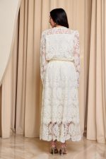 Σετ πουκάμισο - φούστα με δαντέλα και πέρλες μπεζ - Image 5