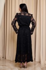 Σετ πουκάμισο - φούστα με δαντέλα και πέρλες μαύρο - Image 5