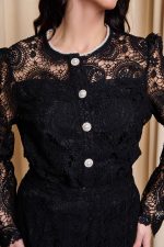 Σετ πουκάμισο - φούστα με δαντέλα και πέρλες μαύρο - Image 7