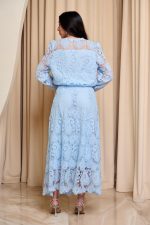 Σετ πουκάμισο - φούστα με δαντέλα και πέρλες baby blue - Image 5