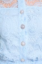 Σετ πουκάμισο - φούστα με δαντέλα και πέρλες baby blue - Image 7
