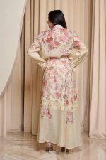 Σετ πουκάμισο - φούστα floral με δαντέλα και κουμπιά κόσμημα κίτρινο - Image 5