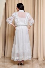 Σετ πουκάμισο - φούστα με βολάν και  δαντέλα άσπρο - Image 5