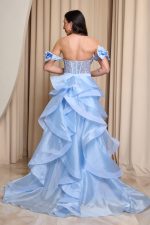 Φόρεμα maxi με στρας και αποσπώμενη ουρά baby blue - Image 6