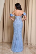 Φόρεμα maxi με στρας και αποσπώμενη ουρά baby blue - Image 7