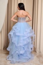 Φόρεμα maxi με διακοσμημένο μπούστο και βολάν baby blue - Image 5