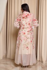 Φόρεμα maxi floral με λεπτομέρεια στρας μπεζ - Image 5