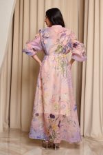 Φόρεμα maxi floral με 3D λουλούδια σομόν - Image 5