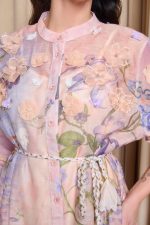 Φόρεμα maxi floral με 3D λουλούδια σομόν - Image 6