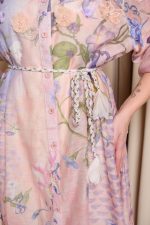 Φόρεμα maxi floral με 3D λουλούδια σομόν - Image 7