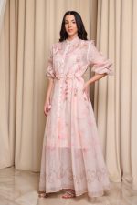 Φόρεμα maxi με 3D λεπτομέρειες εκρού - Image 3