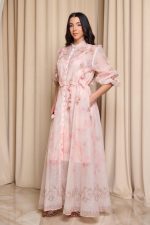 Φόρεμα maxi με 3D λεπτομέρειες εκρού - Image 4