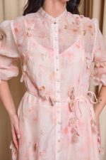 Φόρεμα maxi με 3D λεπτομέρειες εκρού - Image 6