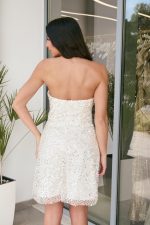 Φόρεμα mini με διακόσμηση από παγιέτες και χάντρες άσπρο - Image 5