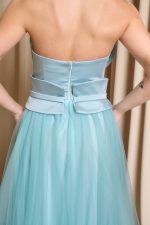 Φόρεμα maxi στράπλες με τούλι γαλάζιο - Image 7