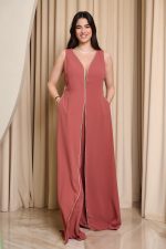 Ολόσωμη φόρμα με V ντεκολτέ και στρας σάπιο μήλο - Image 3