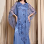 Φόρεμα maxi με τουνίκ dusty blue