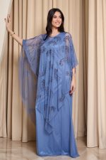 Φόρεμα maxi με τουνίκ dusty blue - Image 4