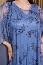 Φόρεμα maxi με τουνίκ dusty blue - Image 7