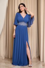 Φόρεμα maxi με λεπτομέρεια στρας indigo - Image 2