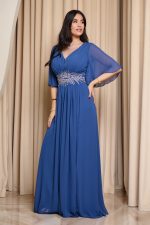 Φόρεμα maxi με λεπτομέρεια στρας indigo - Image 3