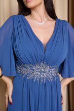 Φόρεμα maxi με λεπτομέρεια στρας indigo - Image 7