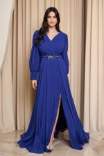 Φόρεμα maxi με κρουαζέ μπούστο μπλε ρουά - Image 2