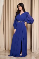 Φόρεμα maxi με κρουαζέ μπούστο μπλε ρουά - Image 4