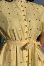 Φόρεμα midi balloon μανίκια με στρας κίτρινο - Image 7