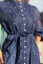 Φόρεμα maxi με στρας midnight blue - Image 7