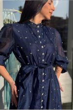 Φόρεμα maxi με στρας midnight blue - Image 6