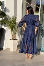 Φόρεμα maxi με στρας midnight blue - Image 5