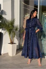 Φόρεμα maxi με στρας midnight blue - Image 2