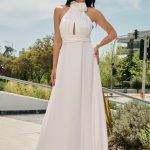 Φόρεμα maxi σατέν εξώπλατο άσπρο