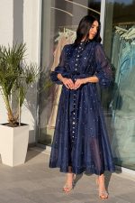 Φόρεμα maxi με στρας midnight blue