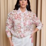 Πουκάμισο floral με κουμπιά κόσμημα άσπρο