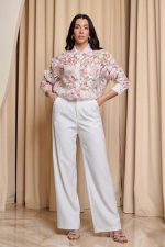 Πουκάμισο floral με κουμπιά κόσμημα άσπρο - Image 2