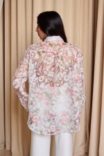 Πουκάμισο floral με κουμπιά κόσμημα άσπρο - Image 6