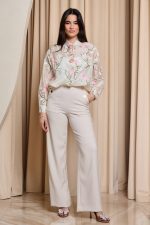 Πουκάμισο με κεντήματα και κουμπιά κόσμημα εκρού - Image 2