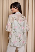 Πουκάμισο με κεντήματα και κουμπιά κόσμημα εκρού - Image 6