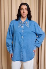 Πουκάμισο τζιν με διακοσμημένο πέτο γιακά - Image 2