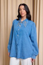 Πουκάμισο τζιν με διακοσμημένο πέτο γιακά - Image 4