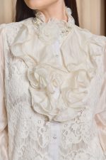 Πουκάμισο με φραμπαλά και πέρλες μπεζ - Image 7